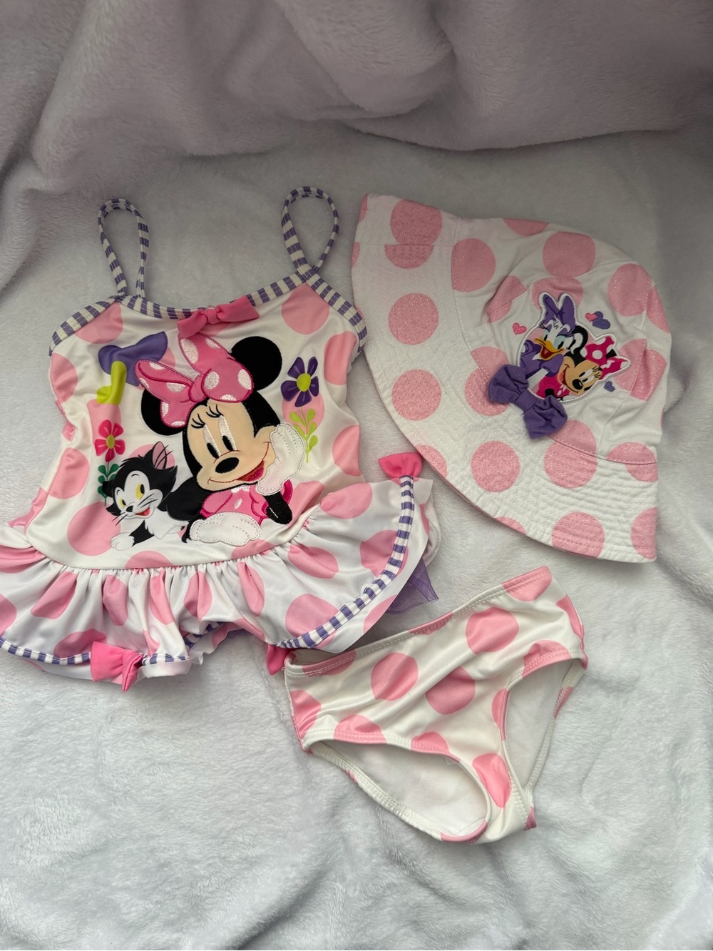 Minnie Mouse Pink Polka Dot Swim Suit with Hat